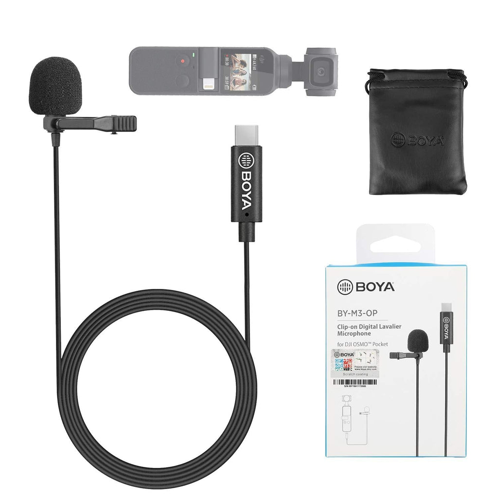 BOYA Clip-on Digital Omnidirectional Lavalier Microphone for DJI OSMO Pocket Action Camera