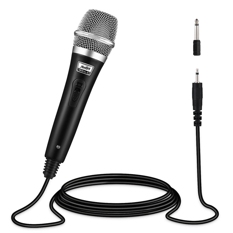 Moukey Dynamic Microphone, Karaoke Microphone with 13 ft Cable, Metal Handheld Cardioid Wired Mic, Microphone for Singing/Stage/Christmas Party, Compatible w/Karaoke Machine/PA System/Amp/Mixer,Black Black