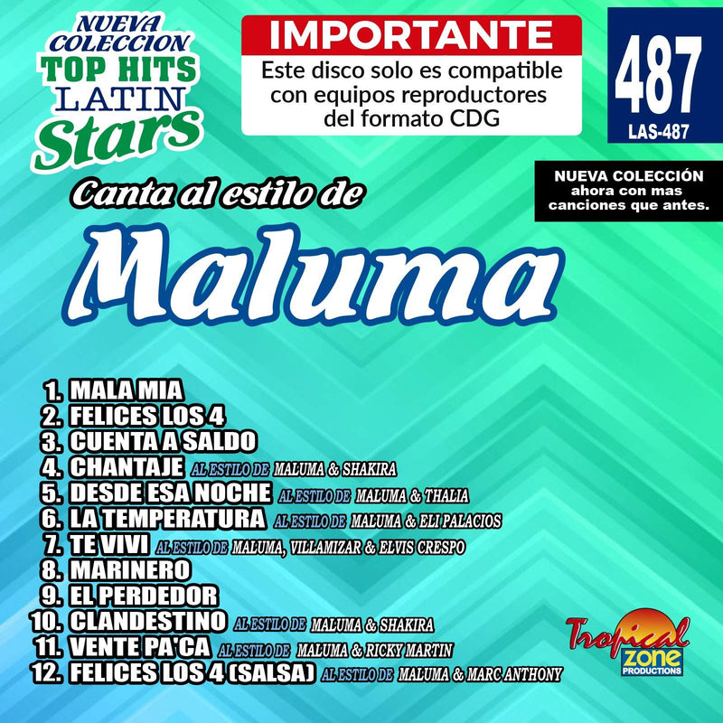 Karaoke Top Hits Latin Stars 487 Maluma