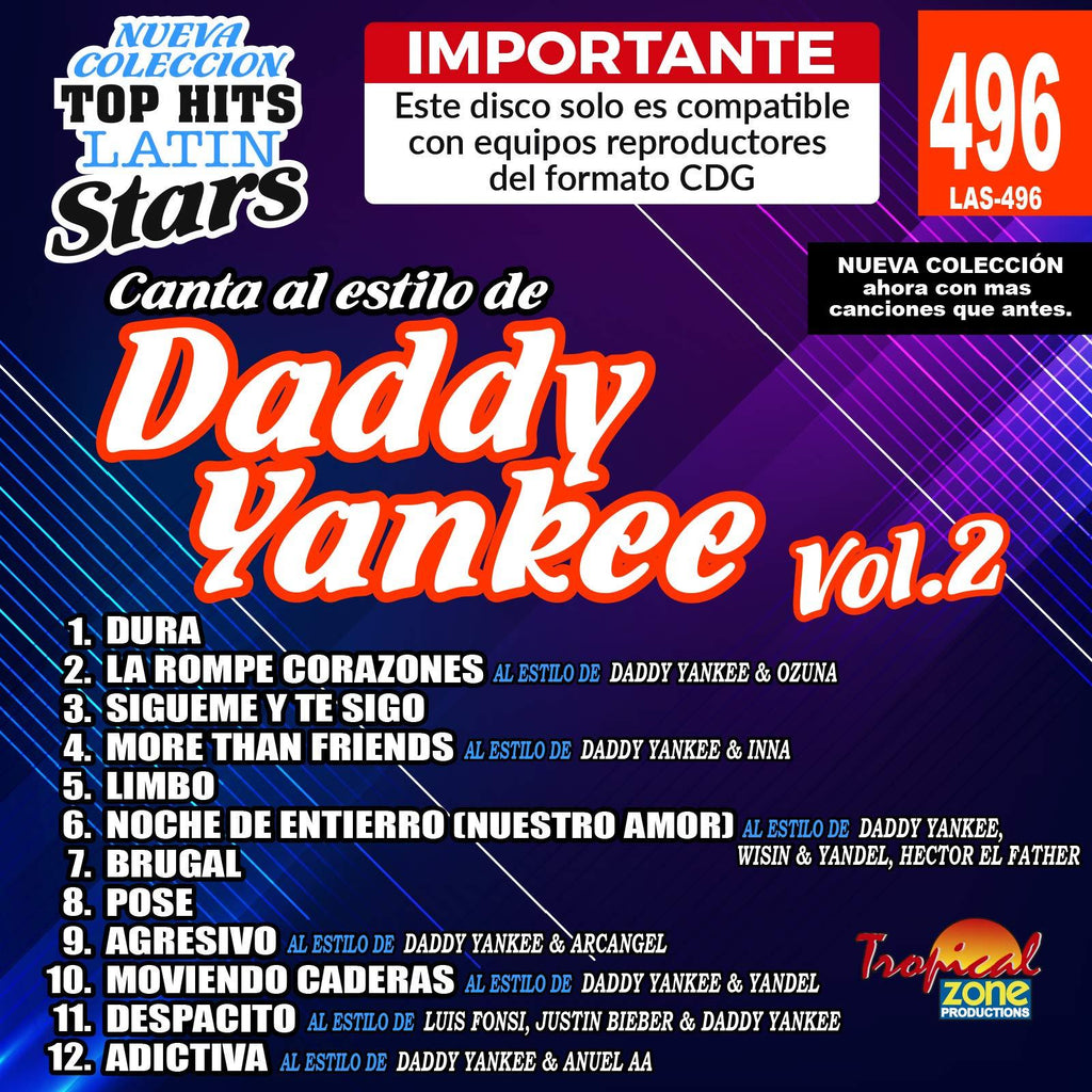 Karaoke Top Hits Latin Stars 496 Daddy Yankee Vol. 2