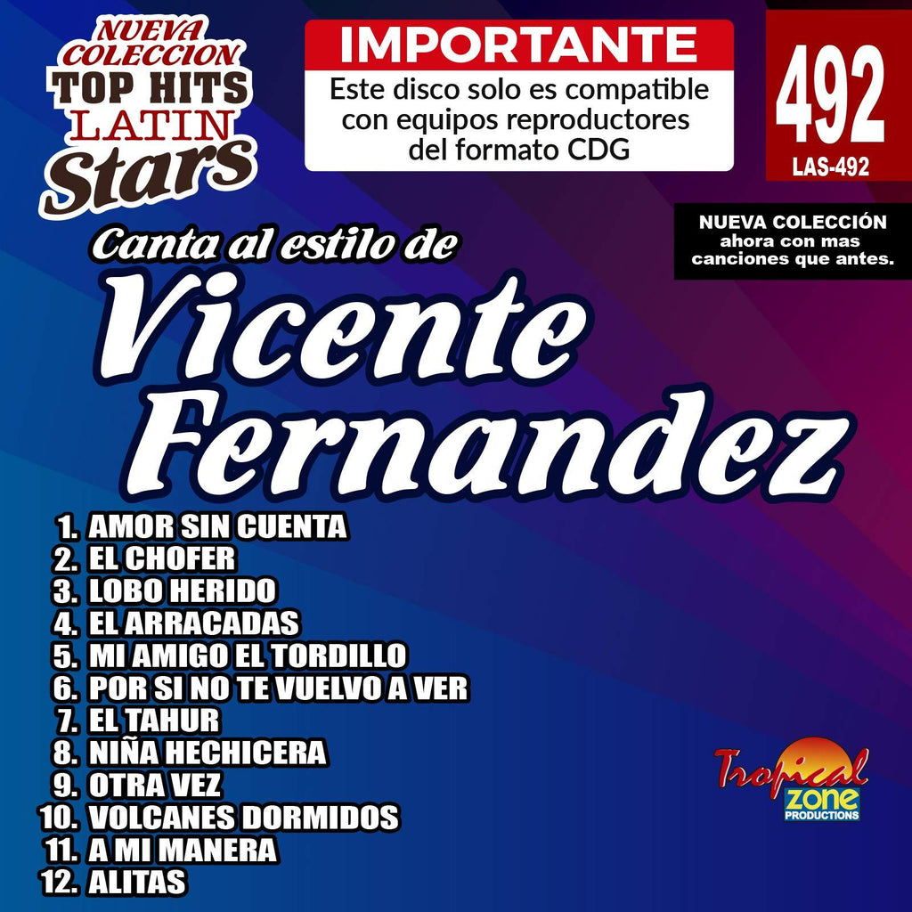 Karaoke Top Hits Latin Stars 492 Vicente Fernandez