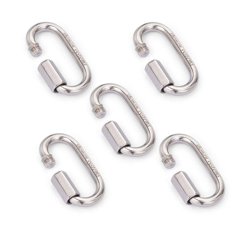SHONAN 2.3 Inch Stainless Steel Chain Quick Links- 5 Pack 1/4" Locking Carabiners, Chain Hooks, Twist Key Ring Screw Chain Link, 880 Lbs Capacity 2.3 Inch, 5 Pack