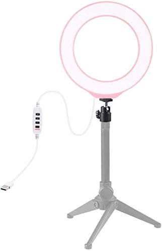 Wendry LED Ring Light with Phone Tripod Stand Kit, 72pcs LED 3 Color Lighting Mode Adjustable USB Port Ring Fill Light Pink for Live Stream Makeup, Shooting Vlog