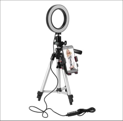 6" Selfie Ring Light with Tripod Mobile Phone Holder,3000-5500K Dimmable Led Camera Beauty Ringlight,LED Video Ring Light Lamp Kit for Photography, Shooting.