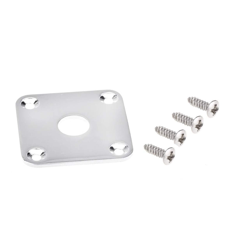 Musiclily Pro Metal Flat Bottom Square Jack Plate for Epiphone USA Les Paul Style Guitar, Chrome