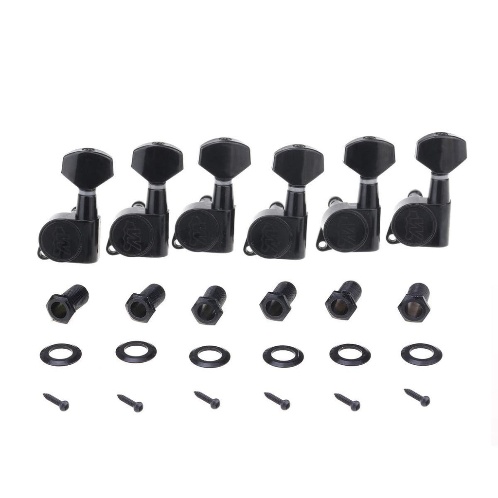 Wilkinson Left Handed 6-in-line E-Z-LOK Guitar Tuners Tuning Pegs Keys Machine Heads Set for Fender Strat/Tele Style Electric Guitar, Black