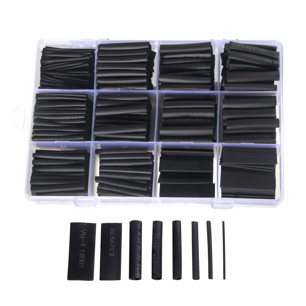 810pcs Heat Shrink Tubing, Black Heat Shrink Tube, Wire Shrink Wrap Ratio 2:1 Electrical Cable Sleeve Kit, Long Lasting Insulation Protection, Safe and Easy with Storage Case by YUKSY