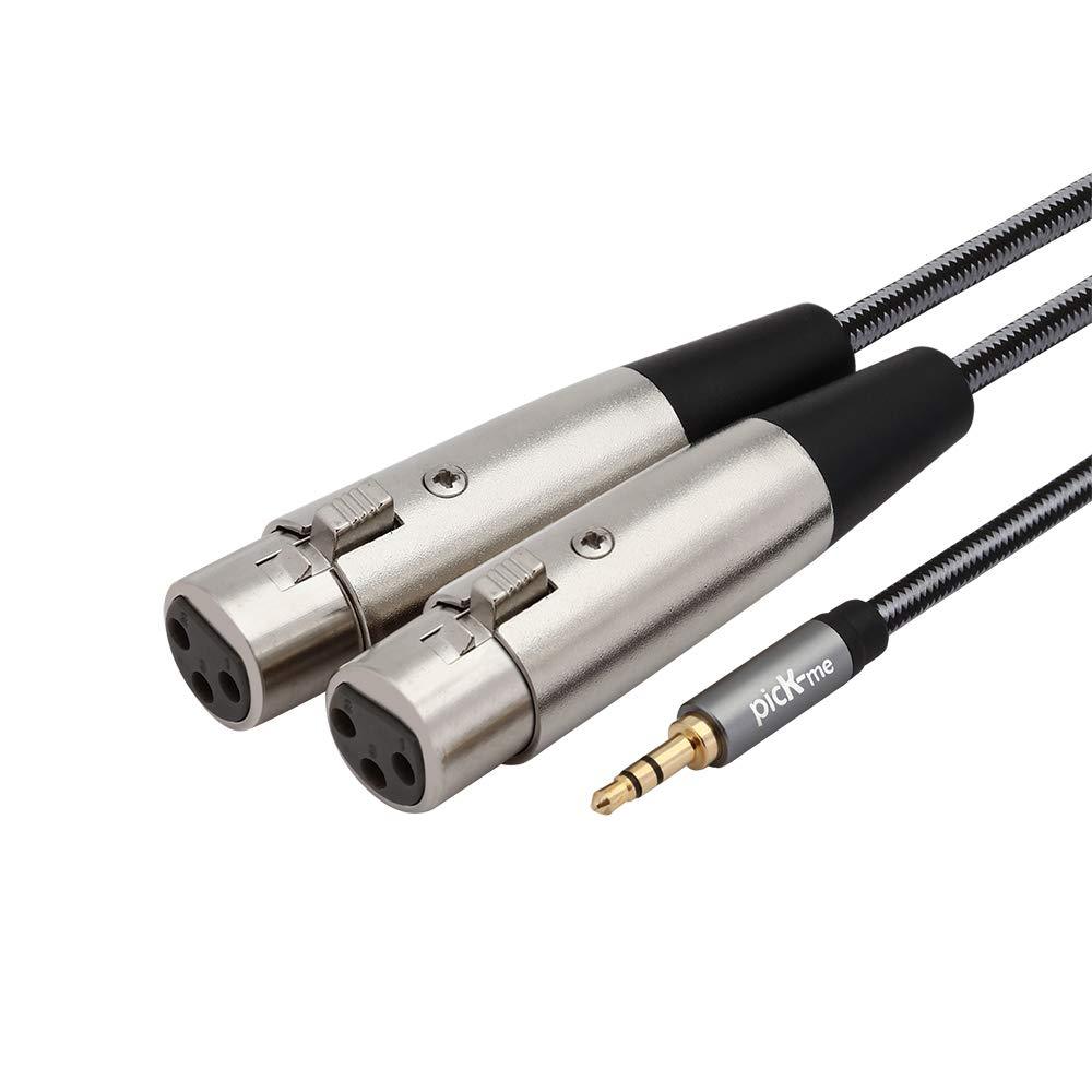 [AUSTRALIA] - picK-me TRS 3.5mm Male to Dual XLR Female Cable, 1/8 inch Mini Jack to 2 XLR Y Splitter Adapter Cord (0.3M/0.98FT) 