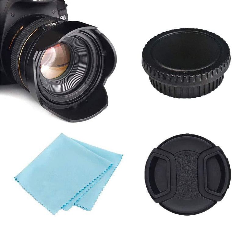 RENYD 67mm Reversible Tulip Flower Lens Hood & 67mm Front Lens Cap & Rear Lens Cap & Body Cap Replacement for Nikon AF-S 18-140mm,AF-S 85mm Lens&Cleaning Cloth Reduce Lens Flare