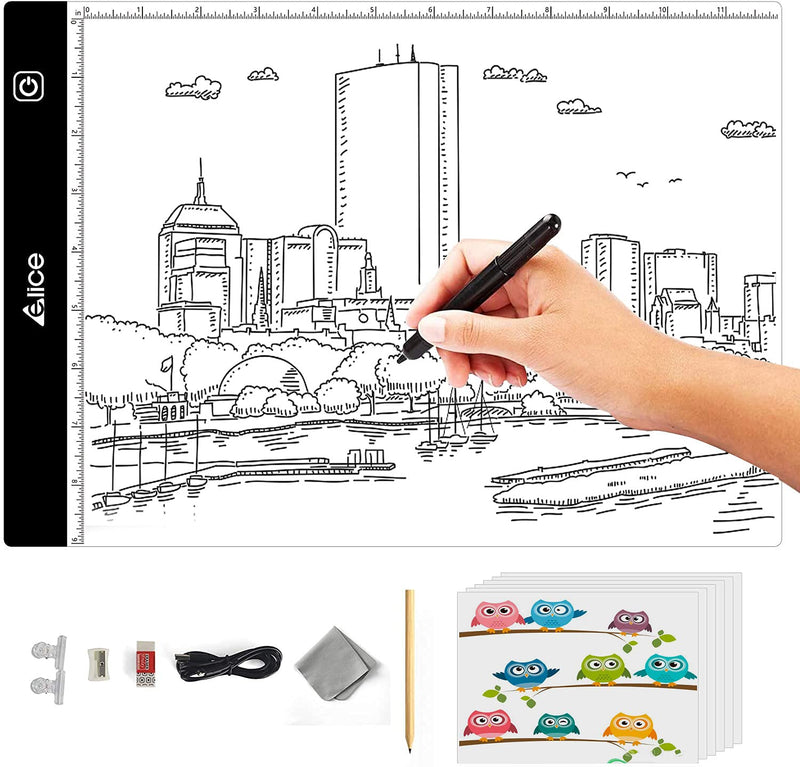 A4 Led Light Pad for Diamond Painting, ELICE Led Light Pad Artcraft Tracing Pad Light Box Ultra-Thin Dimmable Brightness Light Board for Artists Drawing Sketching Animation Stencilling, USB Powered