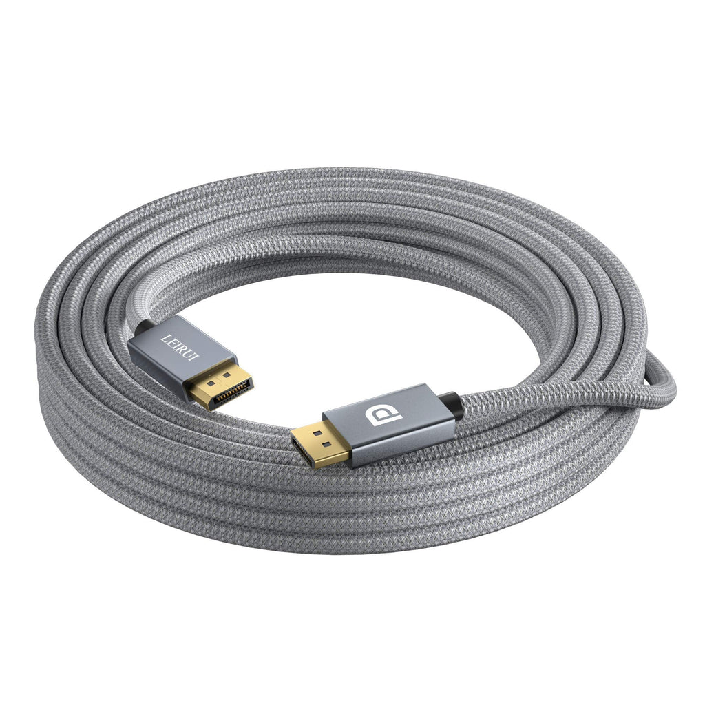 LEIRUI DisplayPort Cable 26 Feet,1.2 DP Cable (4K@60Hz, 2K@165Hz, 2K@144Hz), DisplayPort to DisplayPort 8m Nylon Braided Cord, High Speed for HDTV Graphics Card Projector, Gaming Monitor Cable,etc Grey