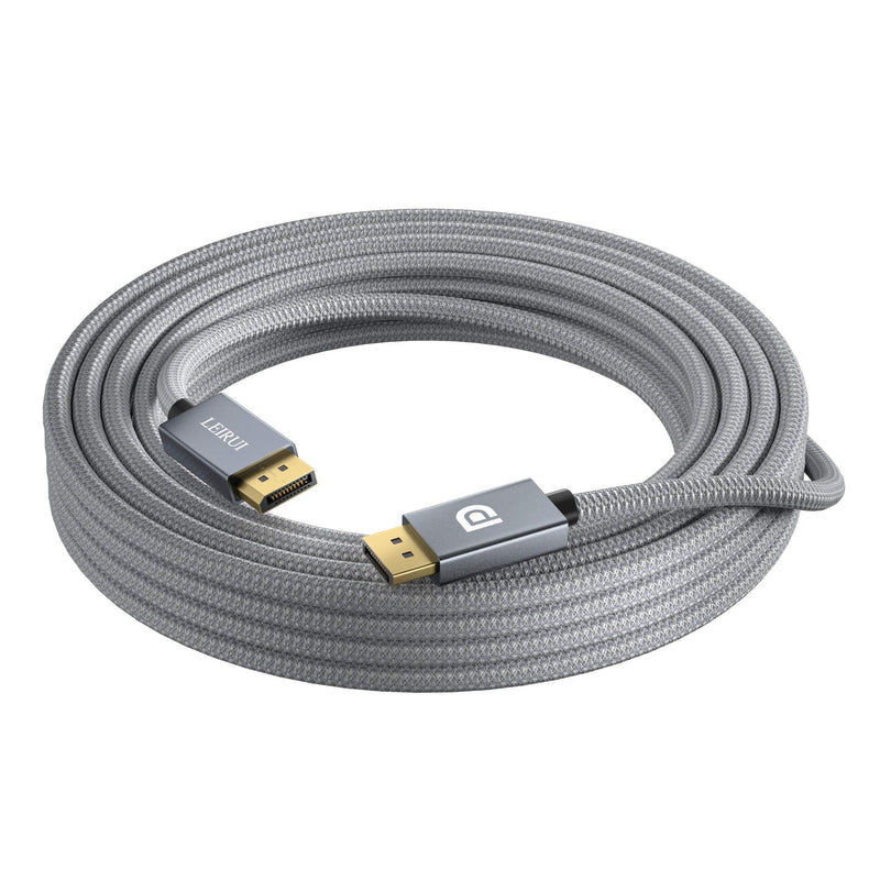 LEIRUI DisplayPort Cable 33 Feet,1.2 DP Cable (4K@60Hz, 2K@165Hz, 2K@144Hz), DisplayPort to DisplayPort 10m Nylon Braided Cord, High Speed for HDTV Graphics Card Projector, Gaming Monitor Cable,etc Grey