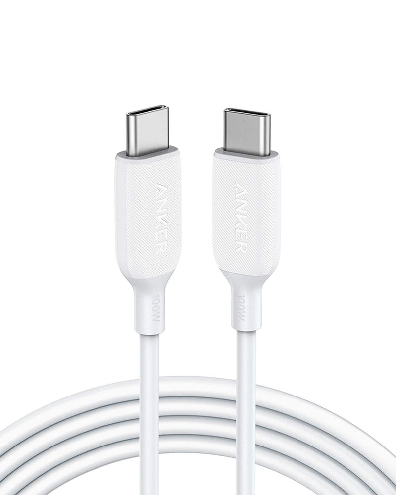 USB C Cable 100W 6ft, Anker Powerline III USB C to USB C Charger Cable 2.0, Type C Charging Cable for MacBook Pro 2020, iPad Pro 2020, iPad Air 4, Galaxy S20 Plus S9, Pixel, Switch, LG V20, and More white