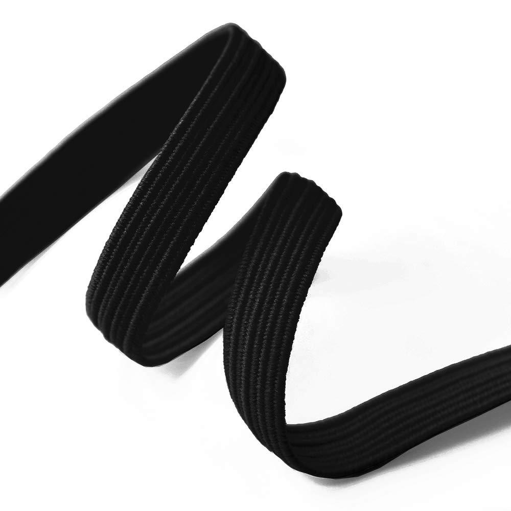 Trim 1/4" (6mm) Elastic Stretch Flat Band, Mask Band by 5-Yards, SP-2715 (Black) Black (1/4'')