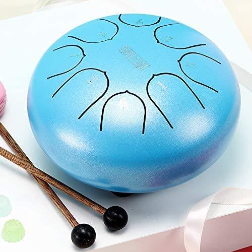 Steel Tongue Drum Tank Drum 8 Notes 6 Inch Standard C Key Handpan Drum Percussion Instrument Pan Drum with Drum Mallets Carrying Bag Blue