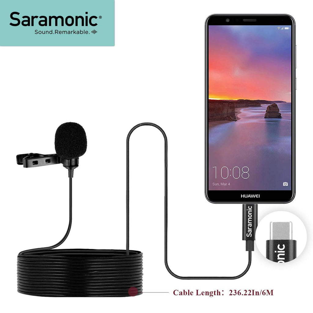 Saramonic USB Type-C Omnidirectional Lavalier Microphone Length 6M for Android Smartphone iPad Pro MagicBook Samsung Galaxy A6s Lavmicro-U3B