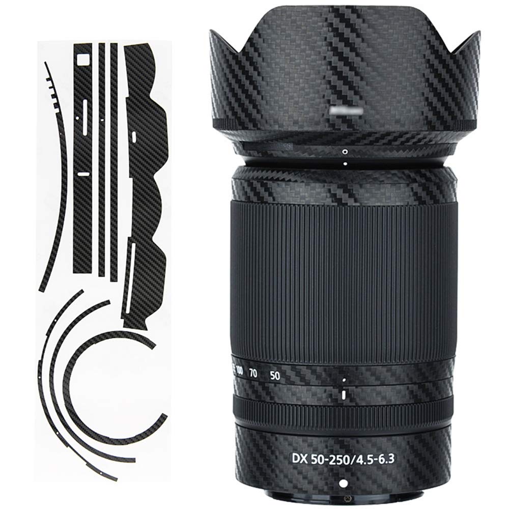 Anti-Scratch Lens & Lens Hood Cover Skin Sticker Protector Film Wrap for Nikon Nikkor Z DX 50-250mm F4.5-6.3 VR Lens & HB-90A Lens Hood Skin Guard Shield on Nikon Z 50 Z50 Camera -Carbon Fiber Pattern