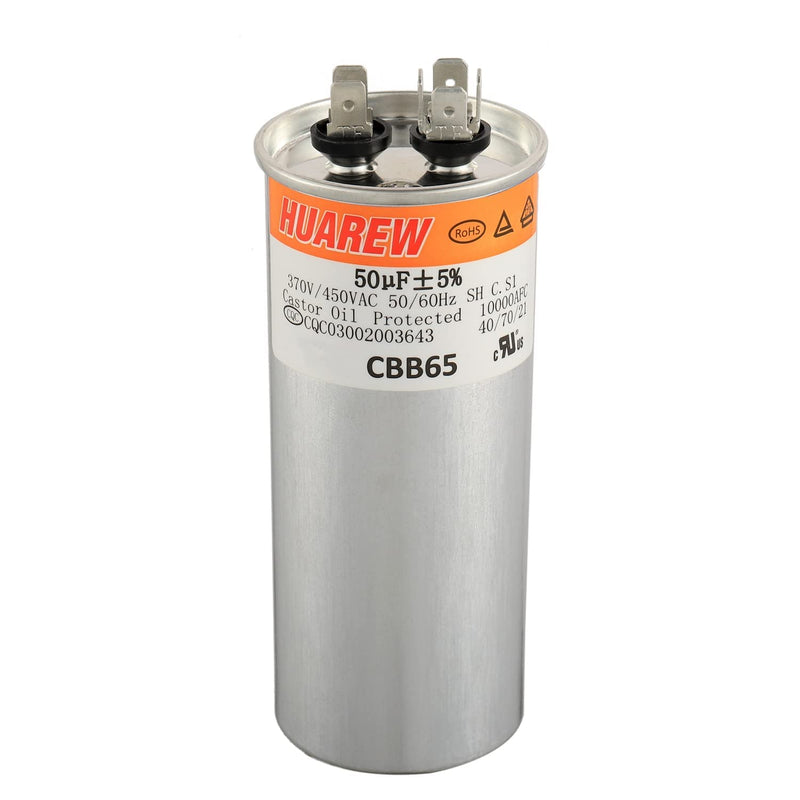HUAREW 50 uF MFD ±5% 450 VAC CBB65 AC Motor and Fan Starting Round Capacitor 50UF
