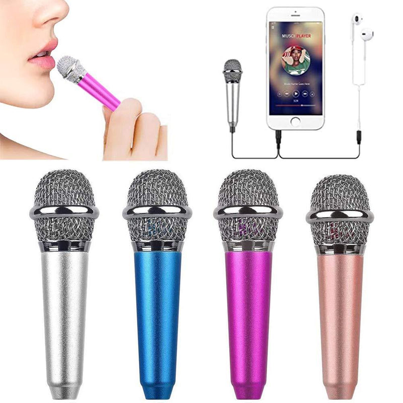 Mini Microphone,Tiny Microphone, Portable Microphone/Instrument Microphone for Man/Pet Voice Recording Shouting and Sing,with Mic Stand and Box (Rose Red) Rose Red