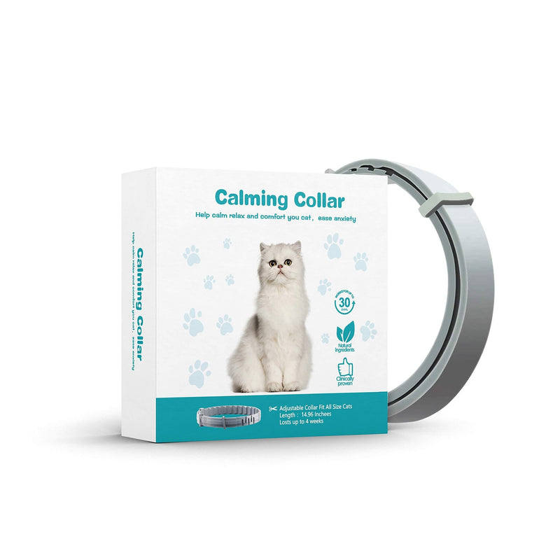 Calming Collar for Cats and Kittens Relieve Reduce Anxiety or Stress Pheromones Formula Waterproof Your Pet Lasting Calm Collar Up to 15 Inch Fits Cat Gray