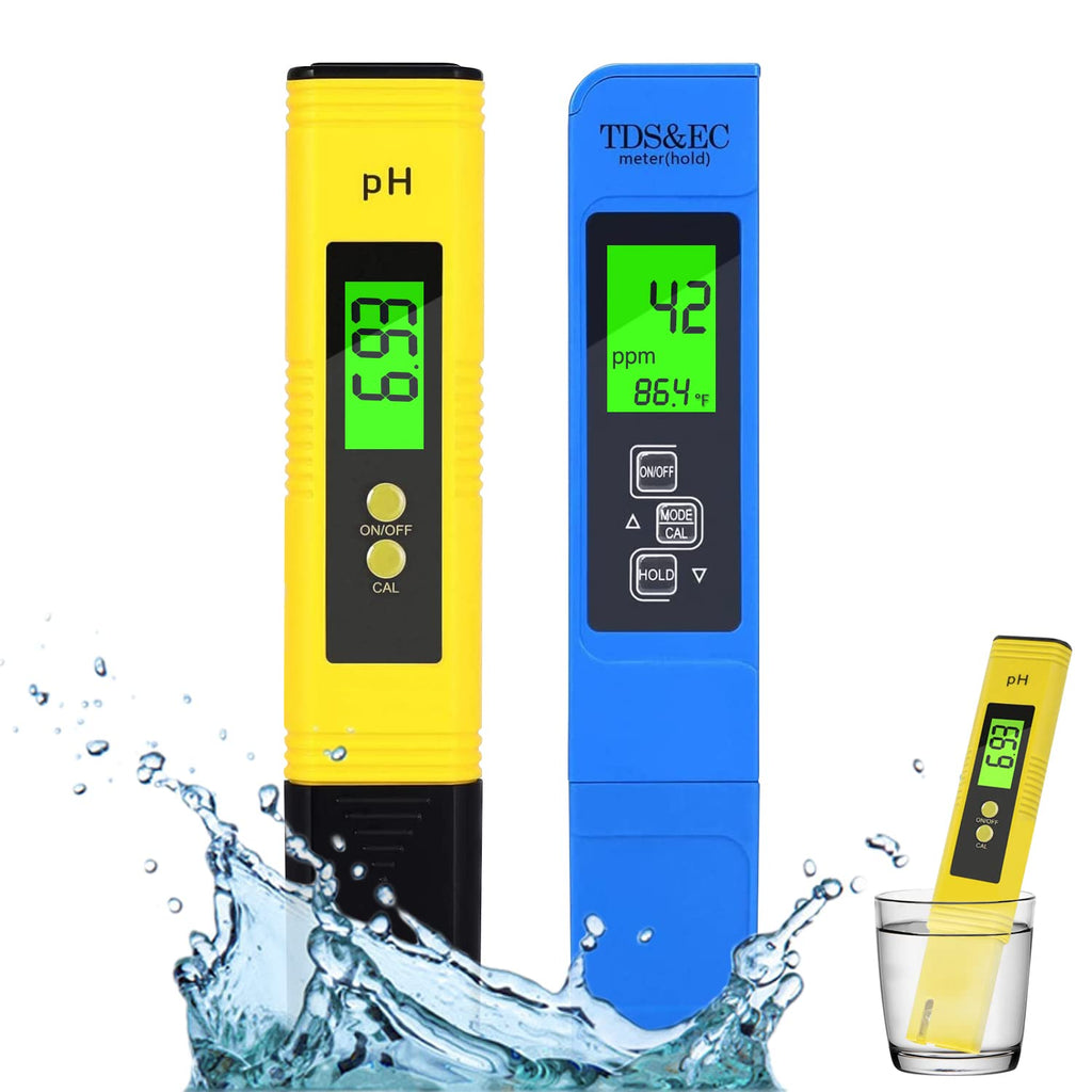 pH Meter for Water and TDS Meter, Water pH Meter and 3 in 1 TDS&EC Water Tester Combo, ±0.01 pH Accuracy ±2% F.S Accuracy TDS/EC/Temperature Meter, for Hydroponics, Household Drinking, and Aquarium