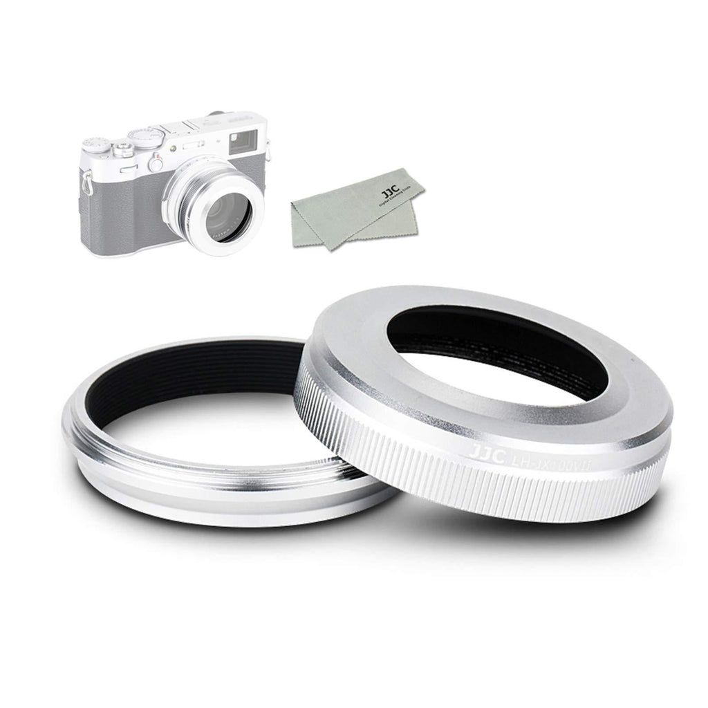 Metal Lens Hood for Fujifilm X100V X100F X100T X100S X100, 49mm Filter Adapter Ring and Lens Shade Set, Replaces Fujifilm LH-X100 Hood and AR-X100 Adapter Ring (Silver)