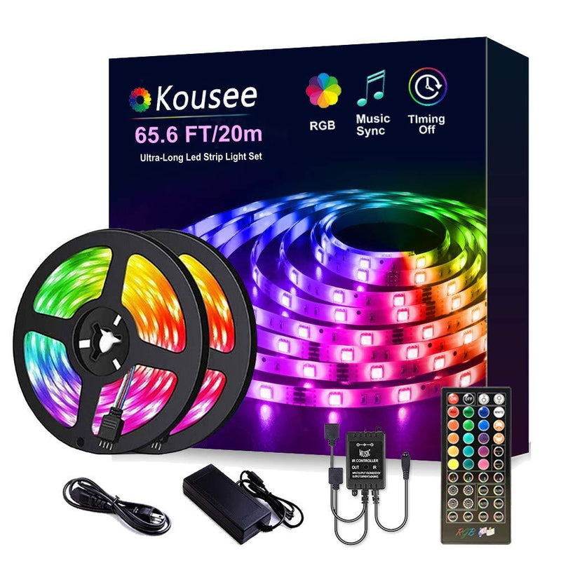[AUSTRALIA] - [65.6ft /20m Music Sync] RGB LED Strip Lights Ultra-Long Color Changing Light Strip with Remote, 600LEDs Bright LED Lights, DIY Color Options Tape Lights with ETL Listed Adapter for Bedroom Ceiling Un 20M-not waterproof 