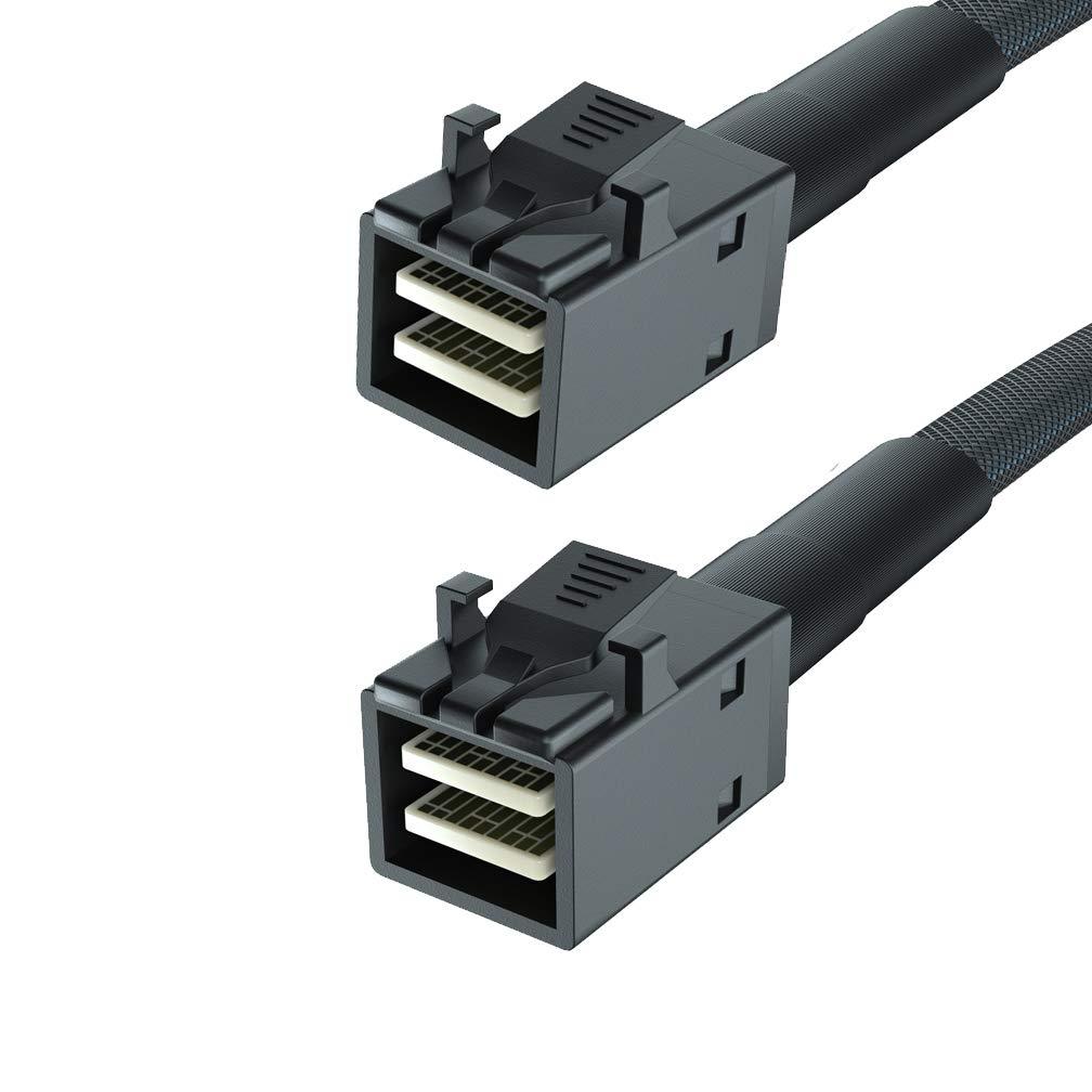 2 Pack, Internal Mini SAS HD SFF-8643 to SFF-8643 Cable, 0.5-Meter(1.6ft), 12Gbps, with Sideband, Flexible 0.5m/2pcs
