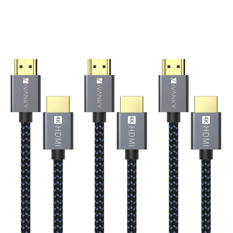 HDMI Cable 4K 10ft 3 Pack, iVANKY 18Gbps High Speed HDMI 2.0 Cable, 4K HDR, HDCP 2.2/1.4, 3D, 2160P, 1080P, Ethernet - Braided HDMI Cord 32AWG, Audio Return(ARC) Compatible UHD TV, Blu-ray, PS4/3 10 ft