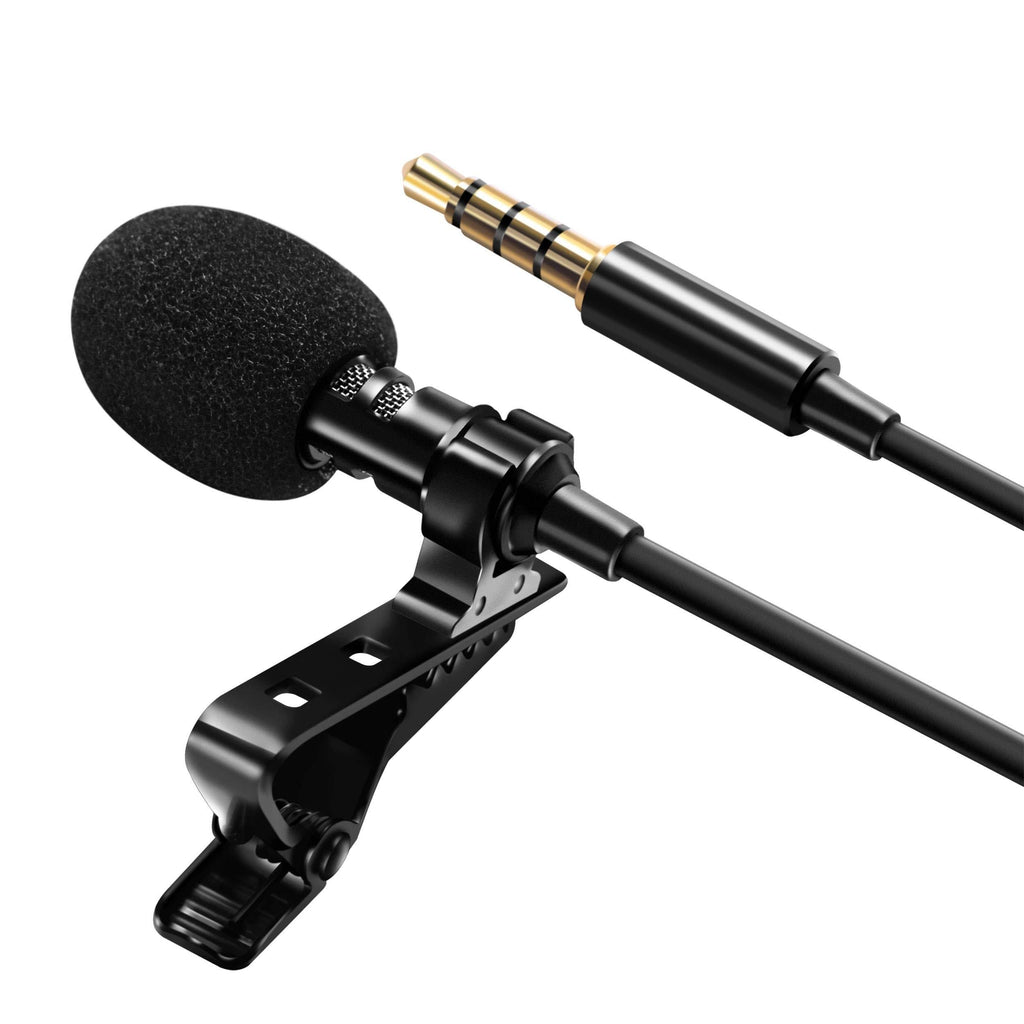 Professional 3.5mm Lavalier Lapel Microphone Omnidirectional Mic with Metal Clip for Recording YouTube Vlogging Video Conference Call Compatible with Cell Phone Tablet PC Computer 60" Cord by Insten