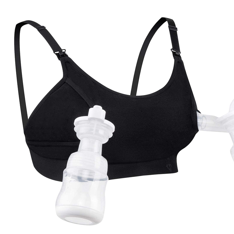 Hands Free Pumping Bra, Momcozy Adjustable Breast-Pumps Holding and Nursing Bra, Suitable for Breastfeeding-Pumps by Lansinoh, Philips Avent, Spectra, Evenflo and More(Black,X-Small) X-Small Black