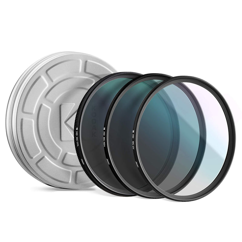 KODAK 86mm Filter Set Pack of 3 Premium UV, CPL & ND4 Filters for Various Photo-Enhancing Effects, Absorb Atmospheric Haze, Reduce Glare & Prevent Overexposure, Slim, Multi-Coated Glass & Mini Guide