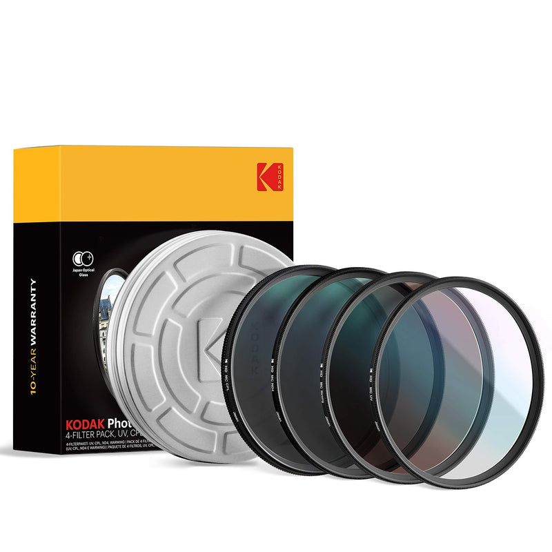 KODAK 86mm Filter Set UV, CPL, ND4 & Warming Filters - Absorb Atmospheric Haze Reduce Glare Prevent Overexposure Correct Color Add Warmth, & Creative Effects | Slim, Multi-Coated Glass & Mini Guide