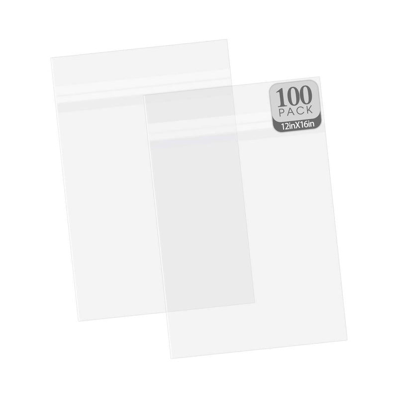 Golden State Art, 100 Pack Clear Bags for Mats, Pictures, Acid-Free, 12-2/5" x 16-1/2" 12-2/5" x 16-1/2"