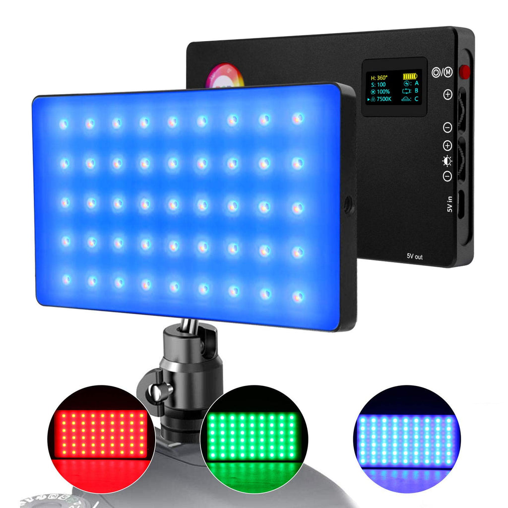 RGB Shooting Light 360° Full Color Adjustable 9 Lighting Effect OLED Display Screen 145Pcs LED Camera Light with Built-in Lithium Battery Pocket Size Smartphone Light R16