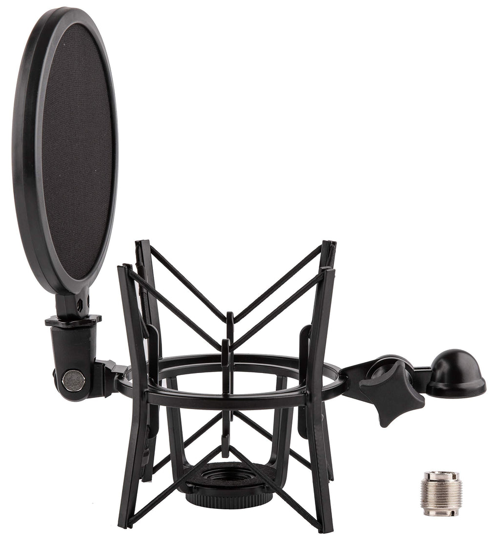 LYRCRO Universal Microphone Shock Mount with Integrated Pop Shield for almost Rode Mics(20mm Internal Thread).