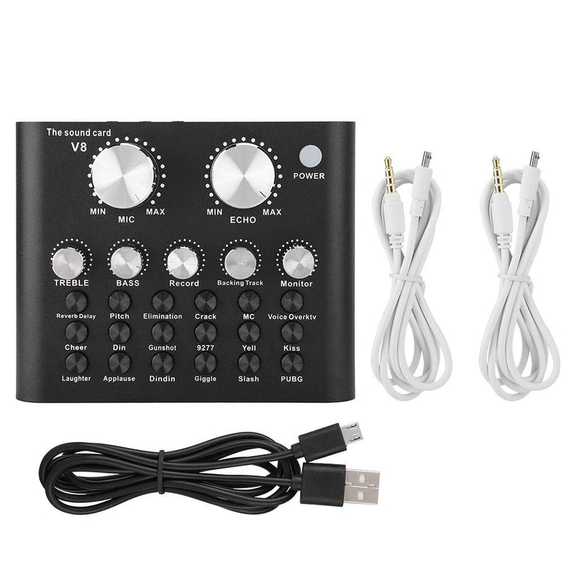 Live Sound Card Voice Changer V8 Voice Change Audio Mixer with Metal Shell for Phone Computer Game, Bluetooth Version