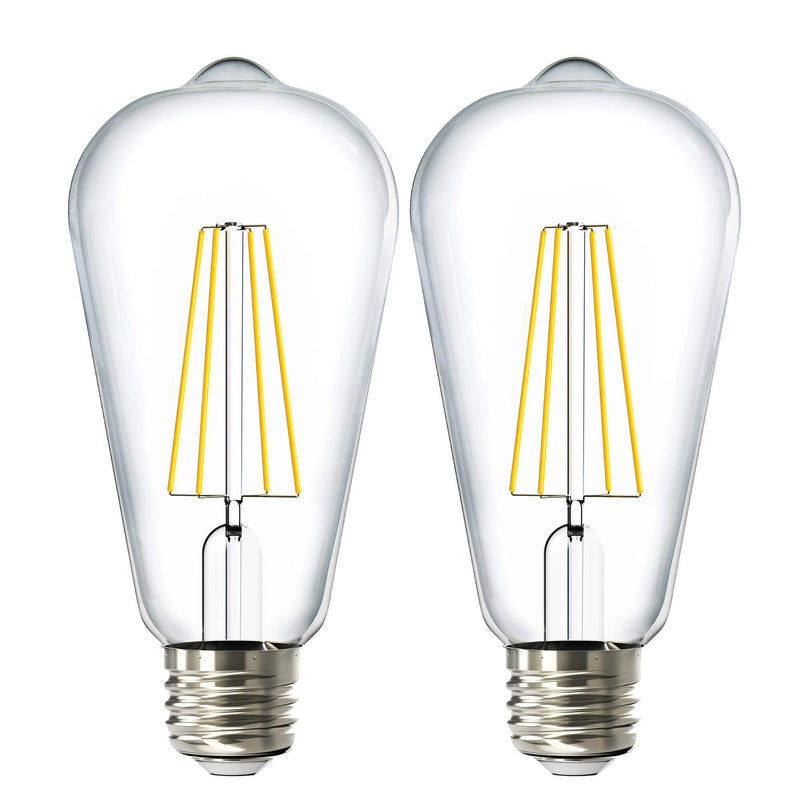 Sunco Lighting 2 Pack ST64 LED Bulb, Dimmable, Waterproof, 8.5W=60W, 2700K Soft White, Vintage Edison Filament Bulb, 800 LM, E26 Base, Restaurant or String Lights - UL