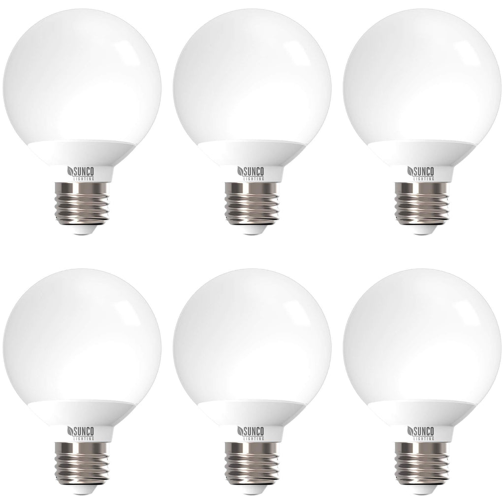 Sunco Lighting 6 Pack G25 LED Globe, 6W=40W, Dimmable, 450 LM, 4000K Cool White, E26 Base, Ideal for Bathroom Vanity or Mirror - UL & Energy Star