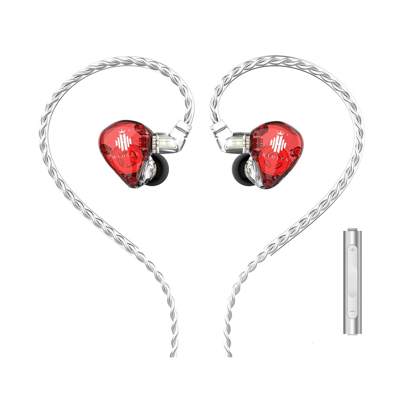 HIDIZS MS1-Rainbow in-Ear Monitor Headphones, Hi Res Wired Earphones, Polymer Diaphragm Hi-Fi IEM Earphones with Detachable Cable 2pin 0.78mm for Android Smartphones/Audio Players (Red Transparent) Red & Transparent