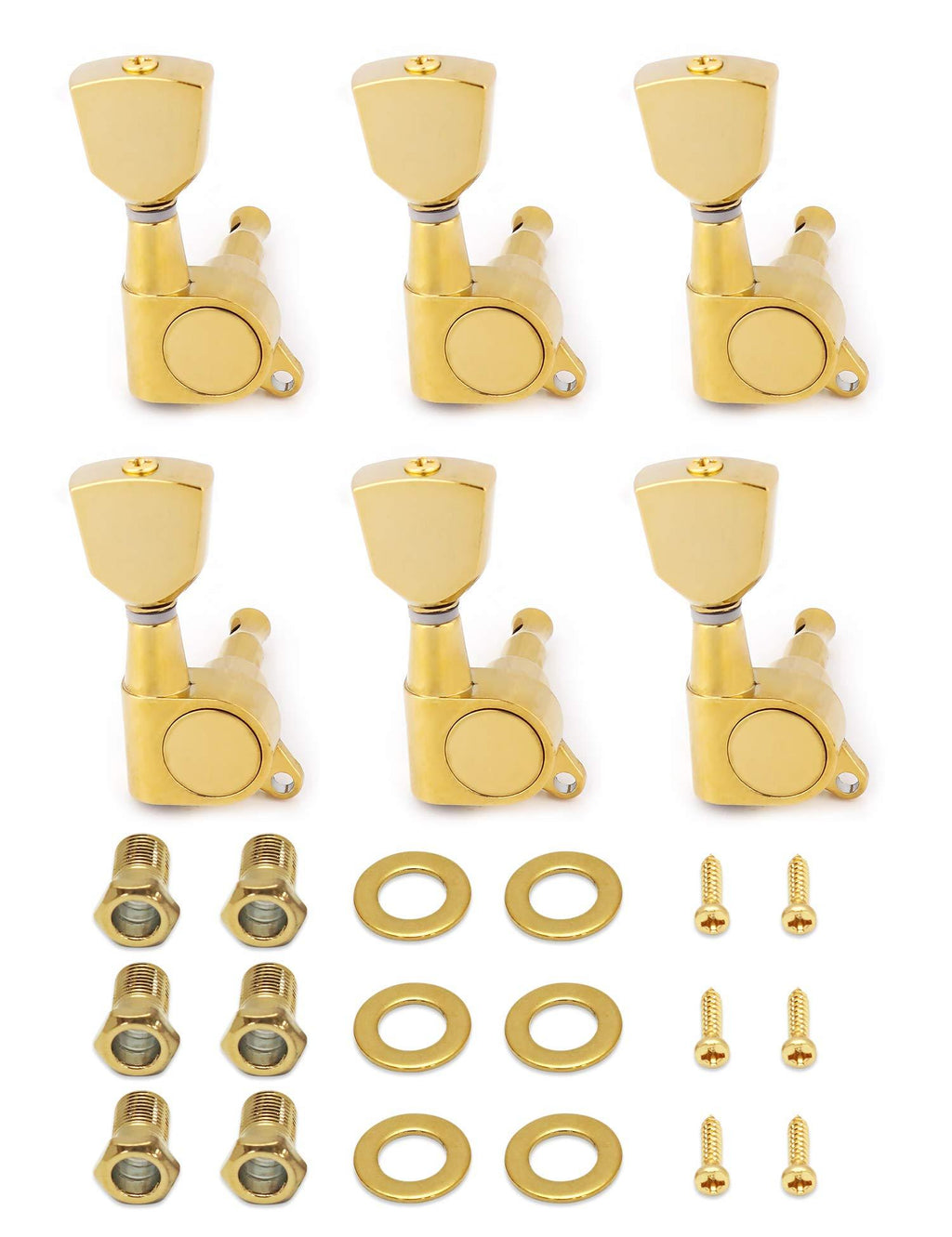 Metallor Sealed Guitar String Tuning Pegs Grover Machines Heads Tuning Keys Tuners 6 In Line Right Handed Electric Guitar Acoustic Guitar Parts Replacement Gold.