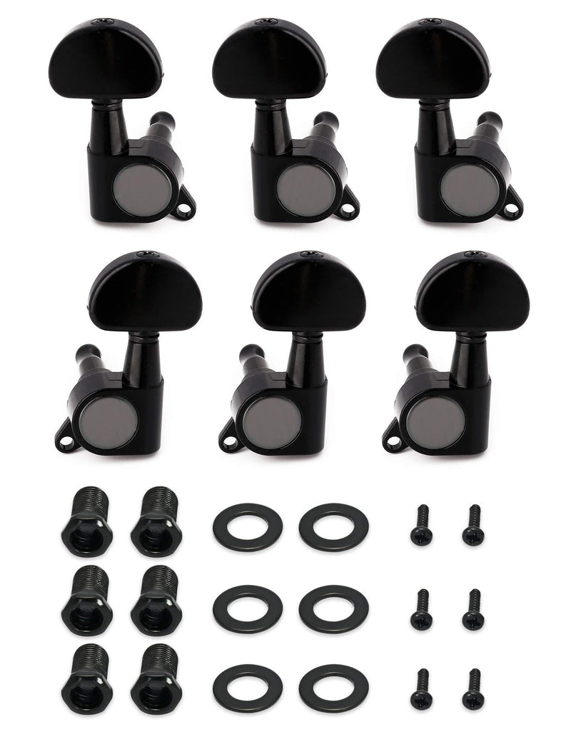 Metallor Sealed String Tuning Pegs Tuning Keys Machine Heads Grover Tuners 3L 3R Electric Guitar Acoustic Guitar Parts Replacement Black.