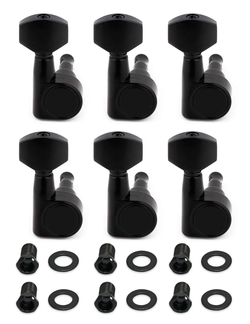 Metallor Sealed String Tuning Pegs Tuning Keys Grover Machines Heads Tuners 6 In Line Right Handed Electric Guitar Acoustic Guitar Parts Replacement Black.