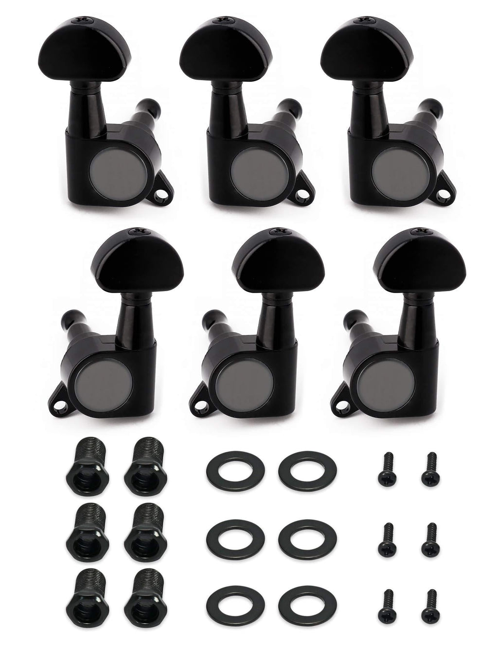 Holmer Sealed String Tuning Pegs Tuning Keys Machine Heads Tuners for Electric Guitar or Acoustic Guitar 3 Left 3Right Black.
