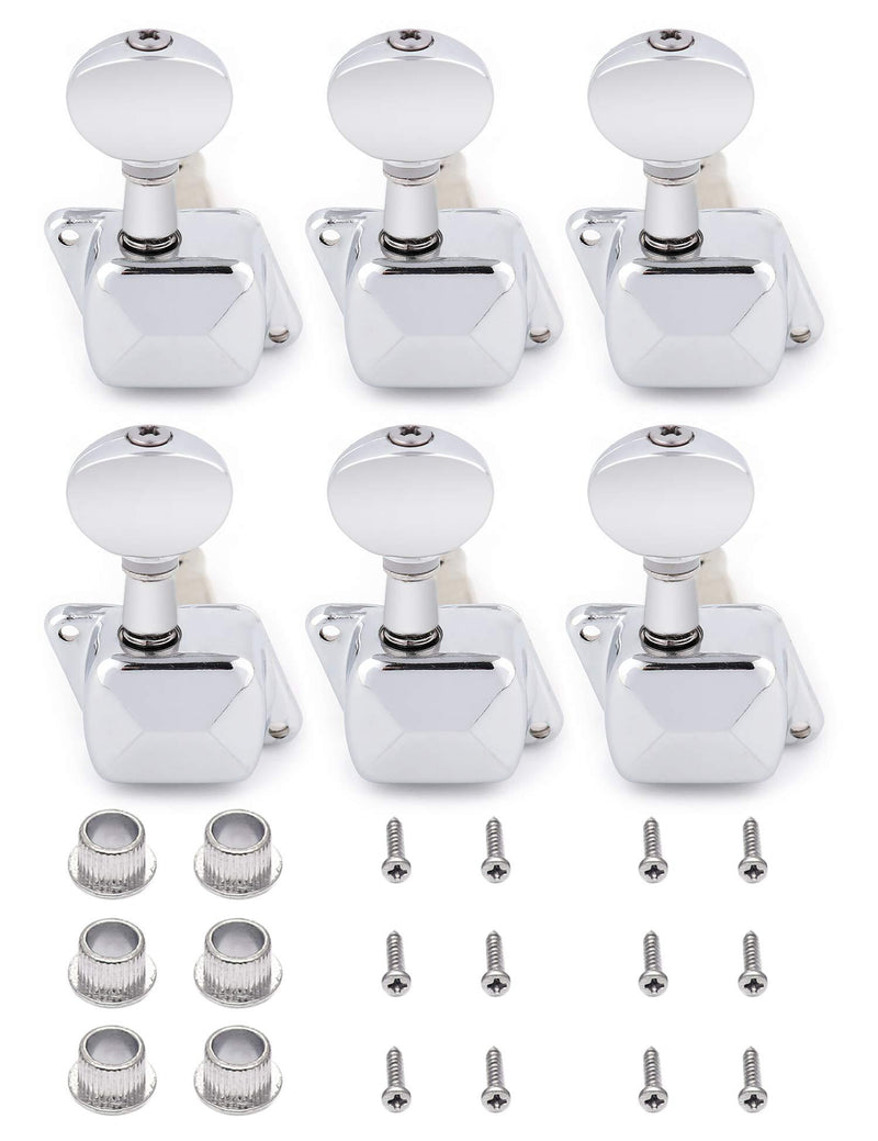 Metallor Semiclosed String Tuning Pegs Tuning Keys Machine Heads Tuners 6 In Line for Right Handed Electric Guitar Acoustic Guitar Parts Replacement Set of 6Pcs Chrome 6R. 6R-Chrome