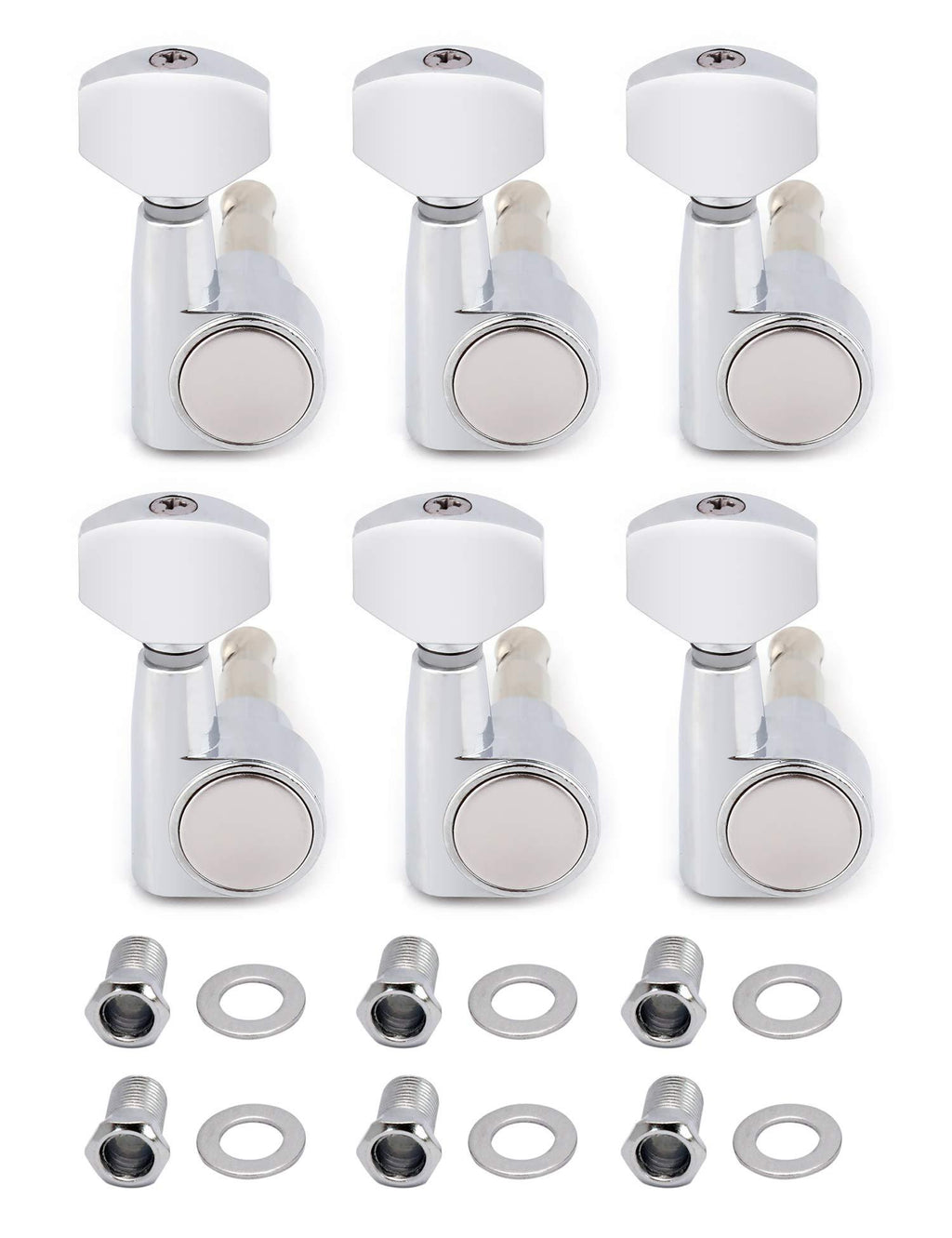 Metallor Sealed String Tuning Pegs Tuning Keys Grover Machines Heads Tuners 6 In Line Right Handed Electric Guitar Acoustic Guitar Parts Replacement Chrome.