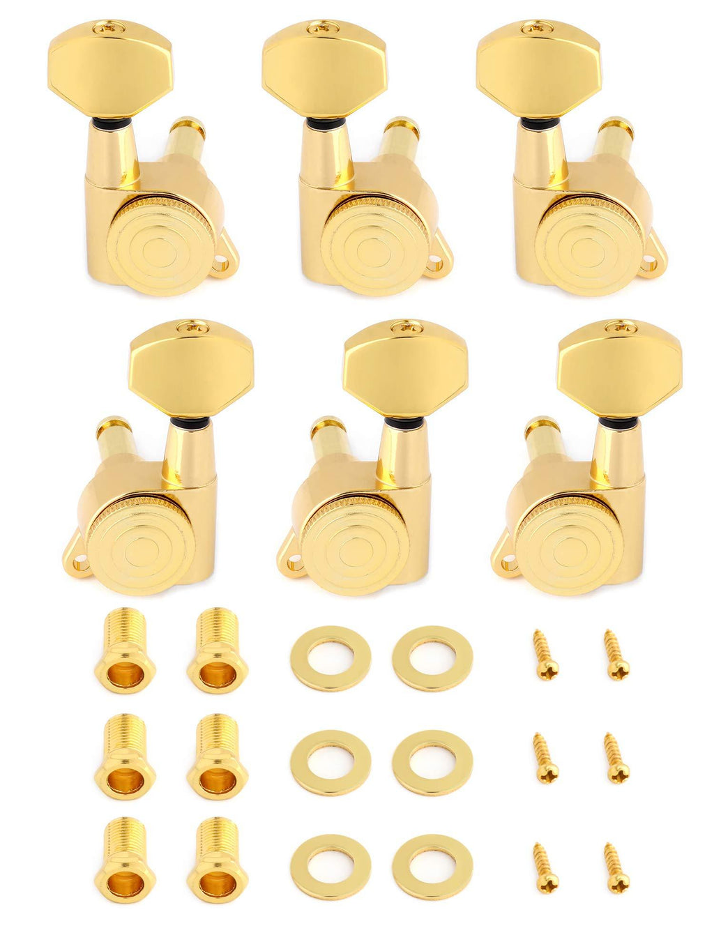 Metallor Locking Guitar Tuning Pegs Tuning Keys Machines Heads String Tuners 3L 3R for Electric Guitar Acoustic Guitar Parts Gold.