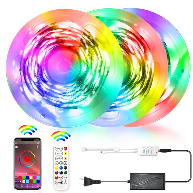 [AUSTRALIA] - Led Strip Lights, Bliifuu 50ft 15m Tape Lights with Bluetooth APP and 24-Key Remote Color Changing Led Light Strips for Home Kitchen Bedroom Under Cabinet Party 