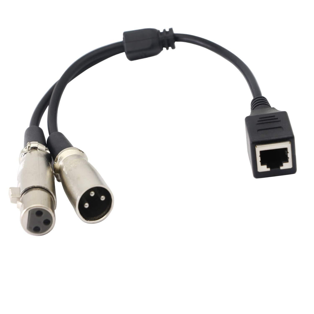 [AUSTRALIA] - XLR to RJ45 Adapter Cable, DMX512 XLR 3 Pin to RJ45 Y Splitter Cable, RJ45 Female to 2XLR Converter Extension Cable Cord for LED Controller, DMX-CON Controller Series (XLR Female+XLR Male to RJ45) XLR Female+XLR Male to RJ45 