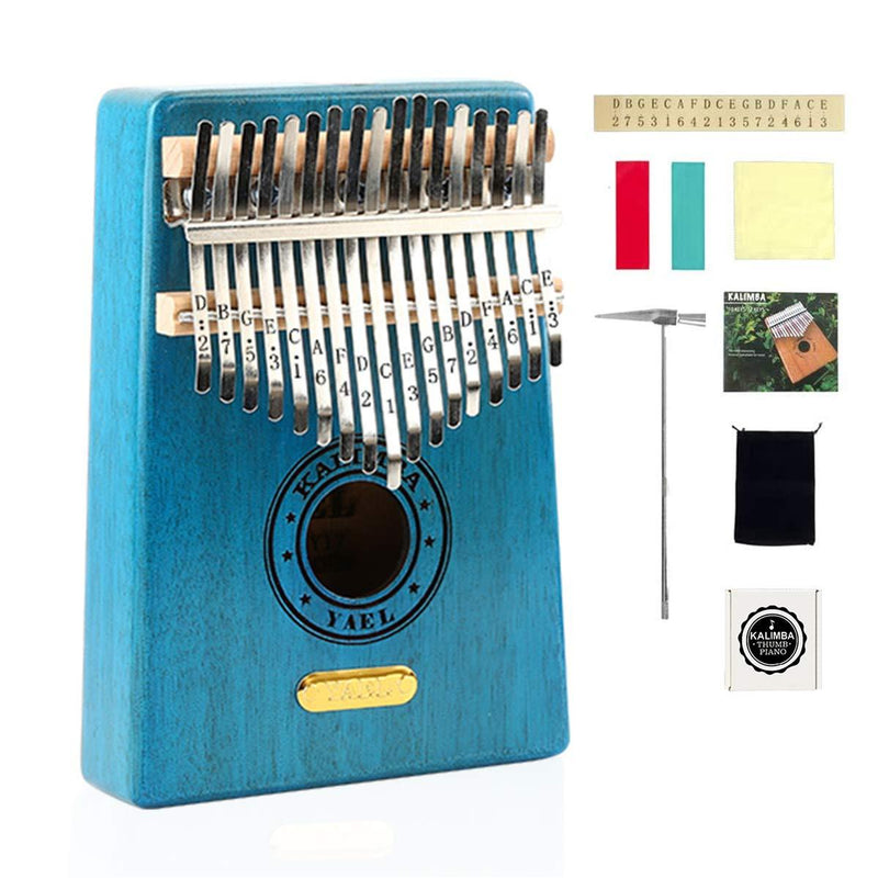 NICROLANDEE Kalimba 17 Keys Thumb Piano with Study Instruction and Tune Hammer, Portable Solid African Wood Finger Piano Instrument, Gifts for Valentine’s Day Kids Adults Beginners Professional